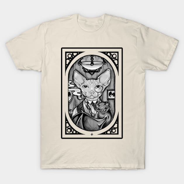 Hairless Cat and Bat Friend T-Shirt by Nat Ewert Art